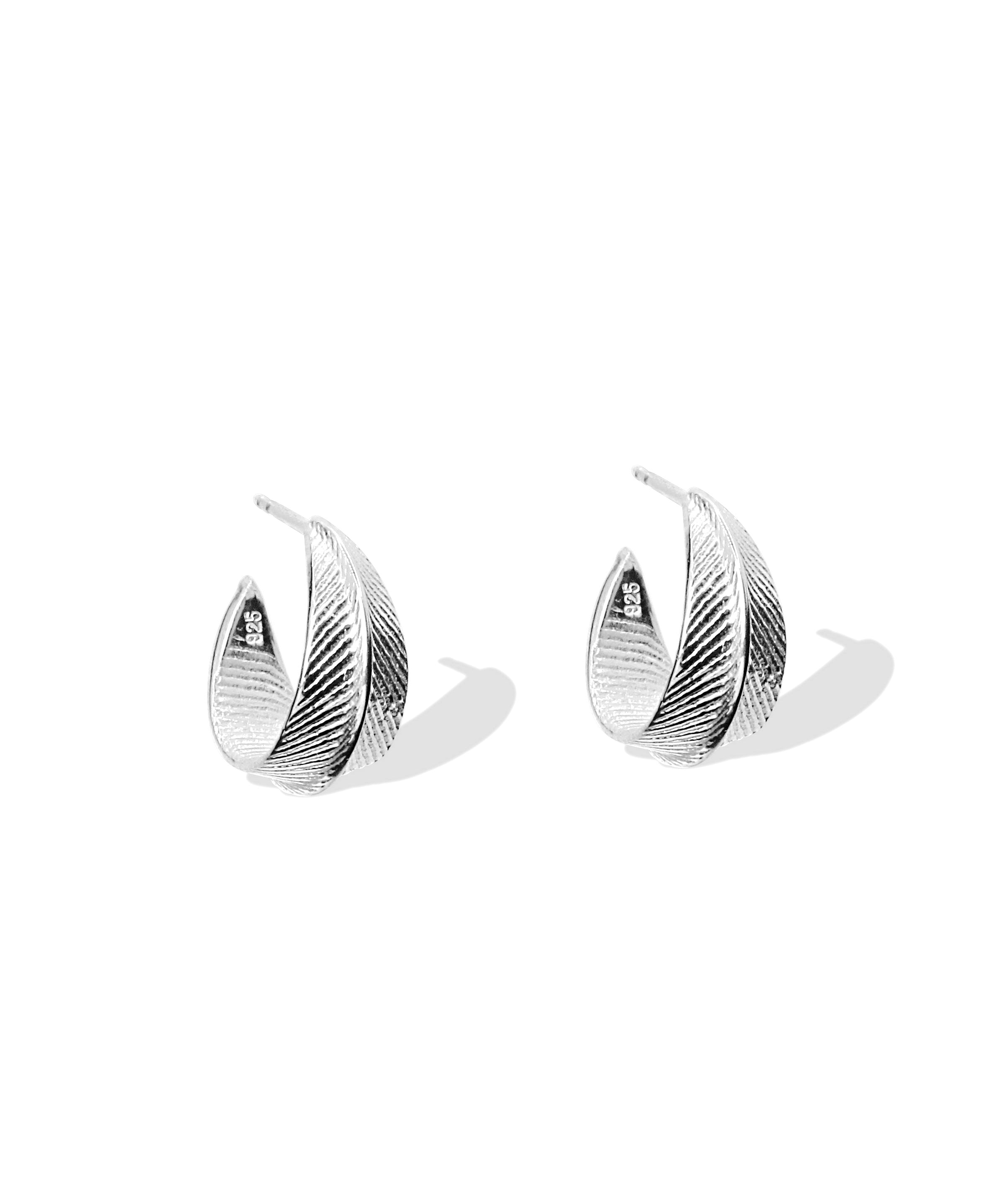 Meeresschmuck kleine Creolen Leaves Blattform Damen Sterling Silber