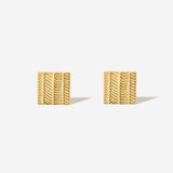 Square Studs, quadratische Ohrringe mit maritimer Sepiah Struktur