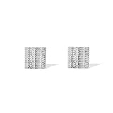 Square Studs, quadratische Ohrringe mit maritimer Sepiah Struktur in Silber